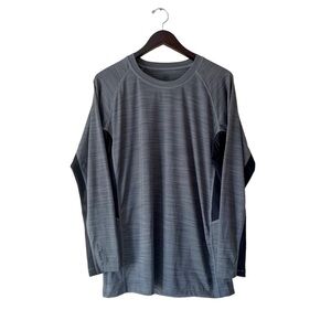 Hang Ten Heather Gray Long Sleeve Sun Tee UPF 50+ Quick Dry Size Large